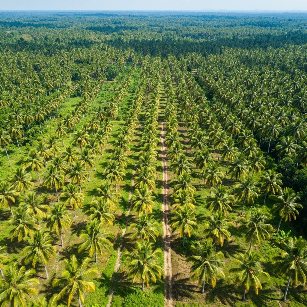Coconut plantation aerial view